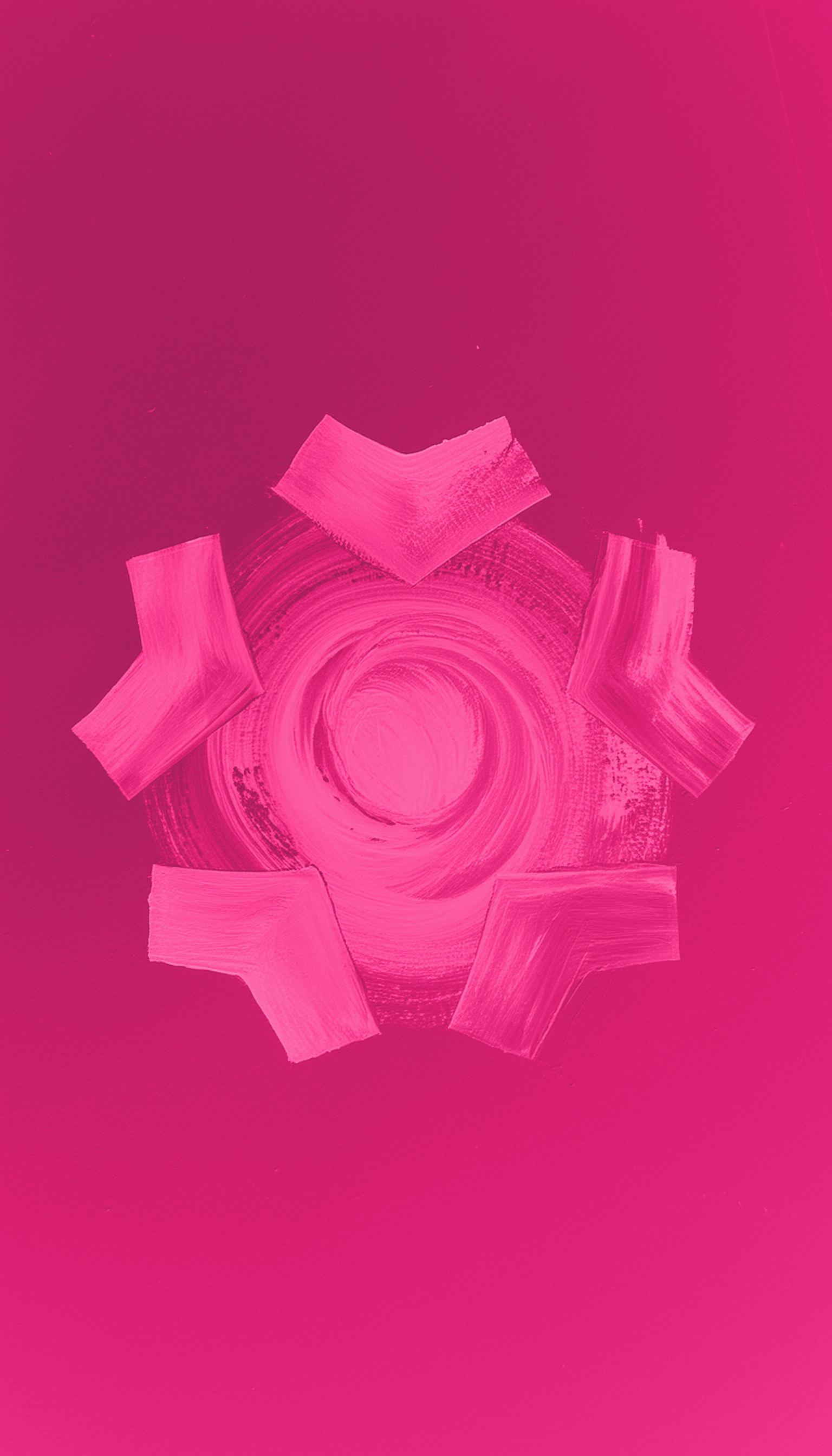 Abstract painting of outli.ne logo featuring layered, angular shapes in a bold pink color scheme.